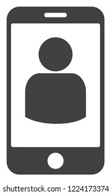 Smartphone user icon on a white background. Isolated smartphone user symbol with flat style.