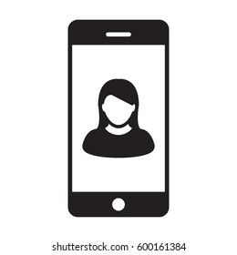 Smart-Phone User Icon - Person Profile Avatar Sign of Human Symbol glyph Vector illustration