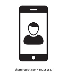 Smart-Phone User Icon - Person Profile Avatar Sign of Human Symbol glyph Vector illustration