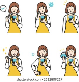 Smartphone User Illustration Set. People using smartphones in daily scenes—smiling, thinking, checking messages. Great for tech, social media, and communication-related content.