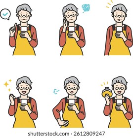 Smartphone User Illustration Set. People using smartphones in daily scenes—smiling, thinking, checking messages. Great for tech, social media, and communication-related content.