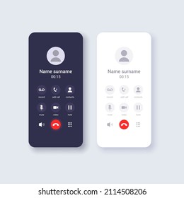 Smartphone user interface concept template. Call design on phone display. Vector realistic mobile mockup.