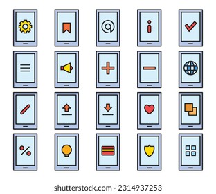 smartphone and user interface icons set