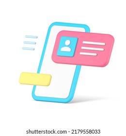 Smartphone User Interface Menu Contact Personal Identification Information Button Realistic 3d Icon Vector Illustration. Mobile Phone Quick Tips Cyberspace Communication Technology Electronic Label