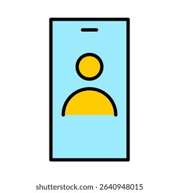 Smartphone User Profile Vector Icon Set - Mobile, Account, Person, Device, Application, Outline, Flat, Editable Line Weight