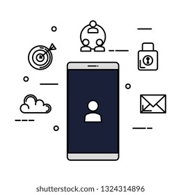 smartphone with user and set icons