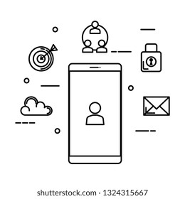 smartphone with user and set icons