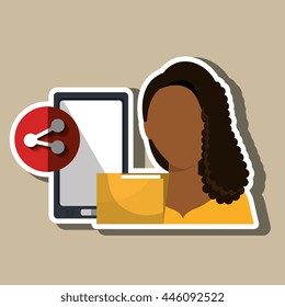 smartphone user sharing files isolated icon design, vector illustration  graphic 