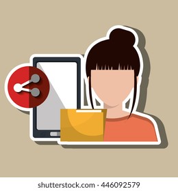 smartphone user sharing files isolated icon design, vector illustration  graphic 