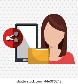 smartphone user sharing files isolated icon design, vector illustration  graphic 
