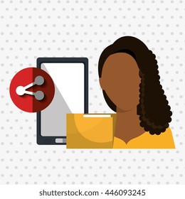 smartphone user sharing files isolated icon design, vector illustration  graphic 