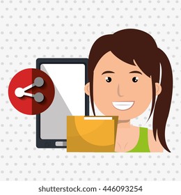 smartphone user sharing files isolated icon design, vector illustration  graphic 