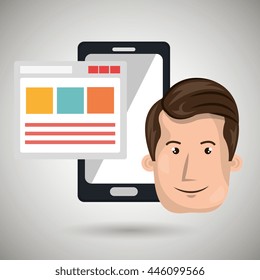 smartphone user with template isolated icon design, vector illustration  graphic 