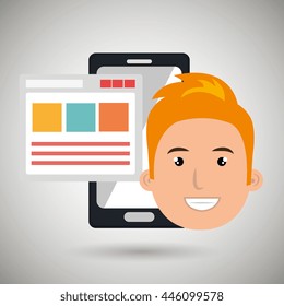 smartphone user with template isolated icon design, vector illustration  graphic 
