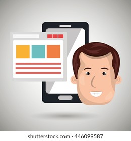 smartphone user with template isolated icon design, vector illustration  graphic 