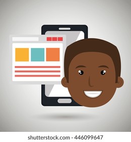 smartphone user with template isolated icon design, vector illustration  graphic 