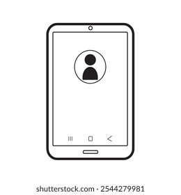 smartphone, user's page, video communication, flat vector illustration, on a transparent background