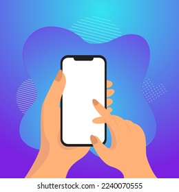Smartphone Using Hands Mockup Social Media Advertisement Vector Template