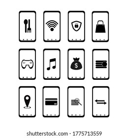 Smartphone with utility icons black editable design