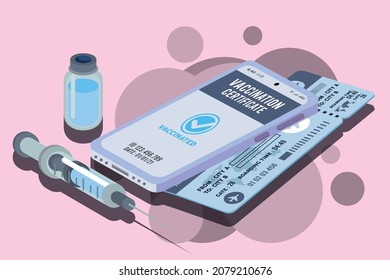 smartphone and vaccine syringe icon