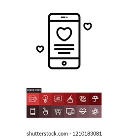 Smartphone valentines day vector icon