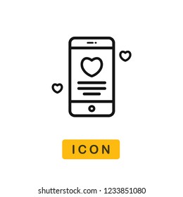 Smartphone valentines day vector icon
