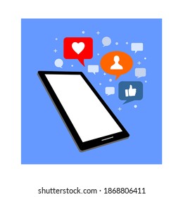 smartphone and various icons in the bubble next to it