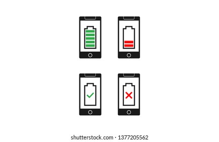 smartphone vector with battery icon. different color smartphone vector icon concept