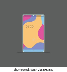 Smartphone vector with black background, colorfull wallpaper