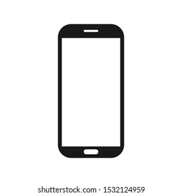 Smartphone Vector With Blank White Display on White Background. Flat Smartphone Icon