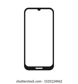 Smartphone Vector With Blank White Display on White Background. Flat Smartphone Icon
