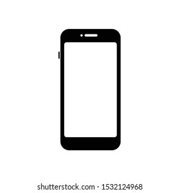Smartphone Vector With Blank White Display on White Background. Flat Smartphone Icon
