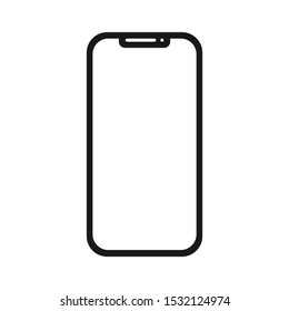 Smartphone Vector With Blank White Display on White Background. Flat Smartphone Icon