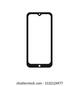 Smartphone Vector With Blank White Display on White Background. Flat Smartphone Icon