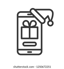 Smartphone vector, Christmas related line design icon