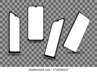Concepto vectorial de Smartphone en blanco, simulación de juego móvil, transparante de fondo de dispositivo, tecnología de pantalla vectorial gráfico vectorial
