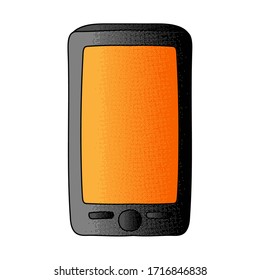 diseño vector de smartphone. mano digital dibujada. textura de medio tono