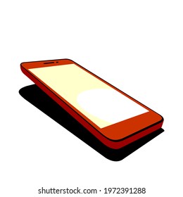 smartphone vector design in red on white background, flat 3d, illustration