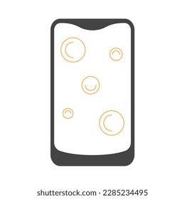 Vector de Smartphone. Icono de visualización con vector de empuje de cinco puntos. El concepto de un smartphone con presión en la pantalla.