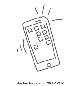 Smartphone vector doodle icon isolated on white, hand drawn sketchy style