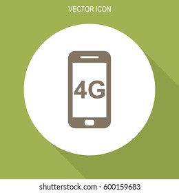 Smartphone vector icon. 4G sign.