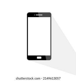 Smartphone vector icon for background graphic design in flat style.  Phone display with white screen isolated on white background.