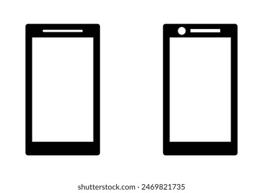 Smartphone vector icon for background graphic design. Modern black vector illustration of mobile gadget in flat style. Vector illustration. Eps file 157.