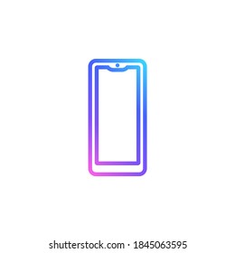 Smartphone vector icon in bright color gradient. Mobile phone. Communication icon. Trendy minimalist line art in blue, violet and pink.
