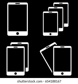 Smartphone vector icon clip art. Collection style is white flat symbols on a black background.