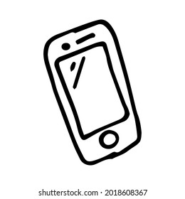 Smartphone vector icon. Doodle style mobile phone. Communication icon.