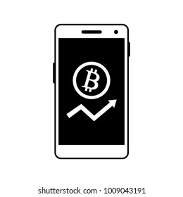 Smartphone vector icon on white background, bitcoin icon