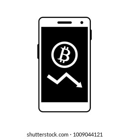 Smartphone vector icon on white background, bitcoin icon