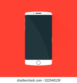 Smartphone. Vector icon. Red background