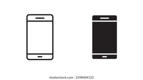 Smartphone vector icon set in black color.